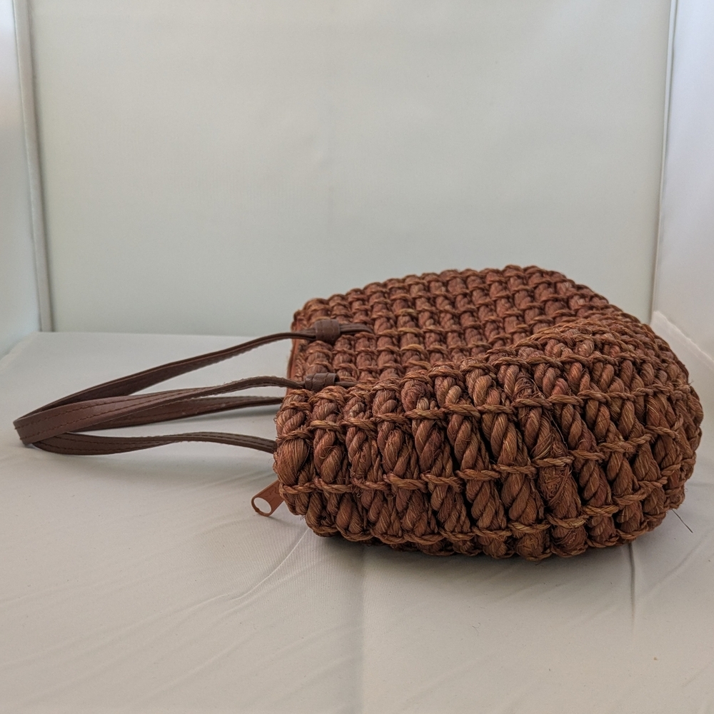 Dark Brown Raffia Purse Handbag Made in the Philippines - Picture 10 of 16